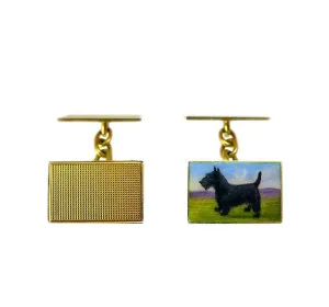 1930s 18ct & Enamel Scottish Terrier Cufflinks