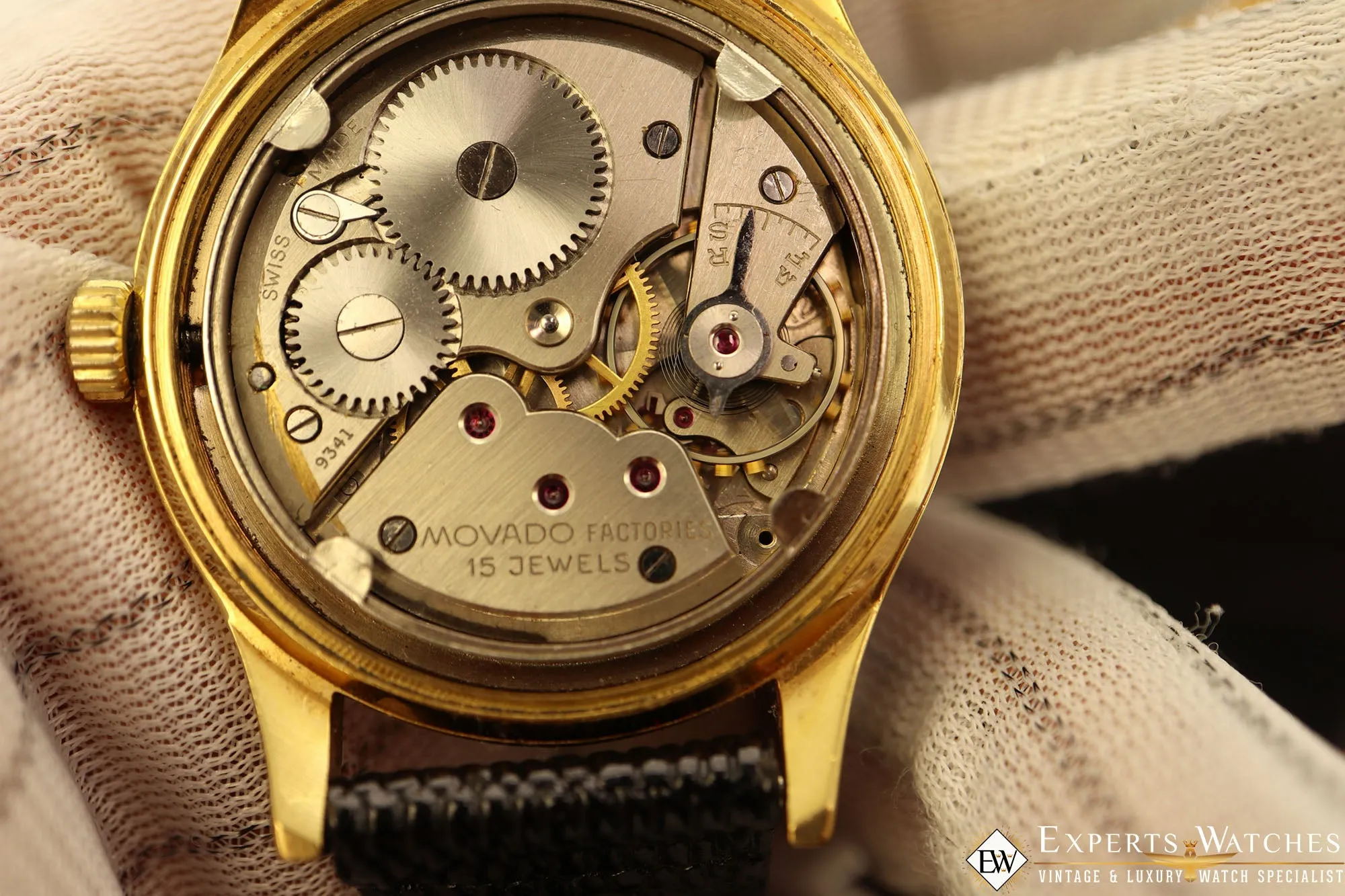 1940's Vintage Movado Manual Wind Watch Gold Plated 15 JEWELS Cal 470 9341 37MM