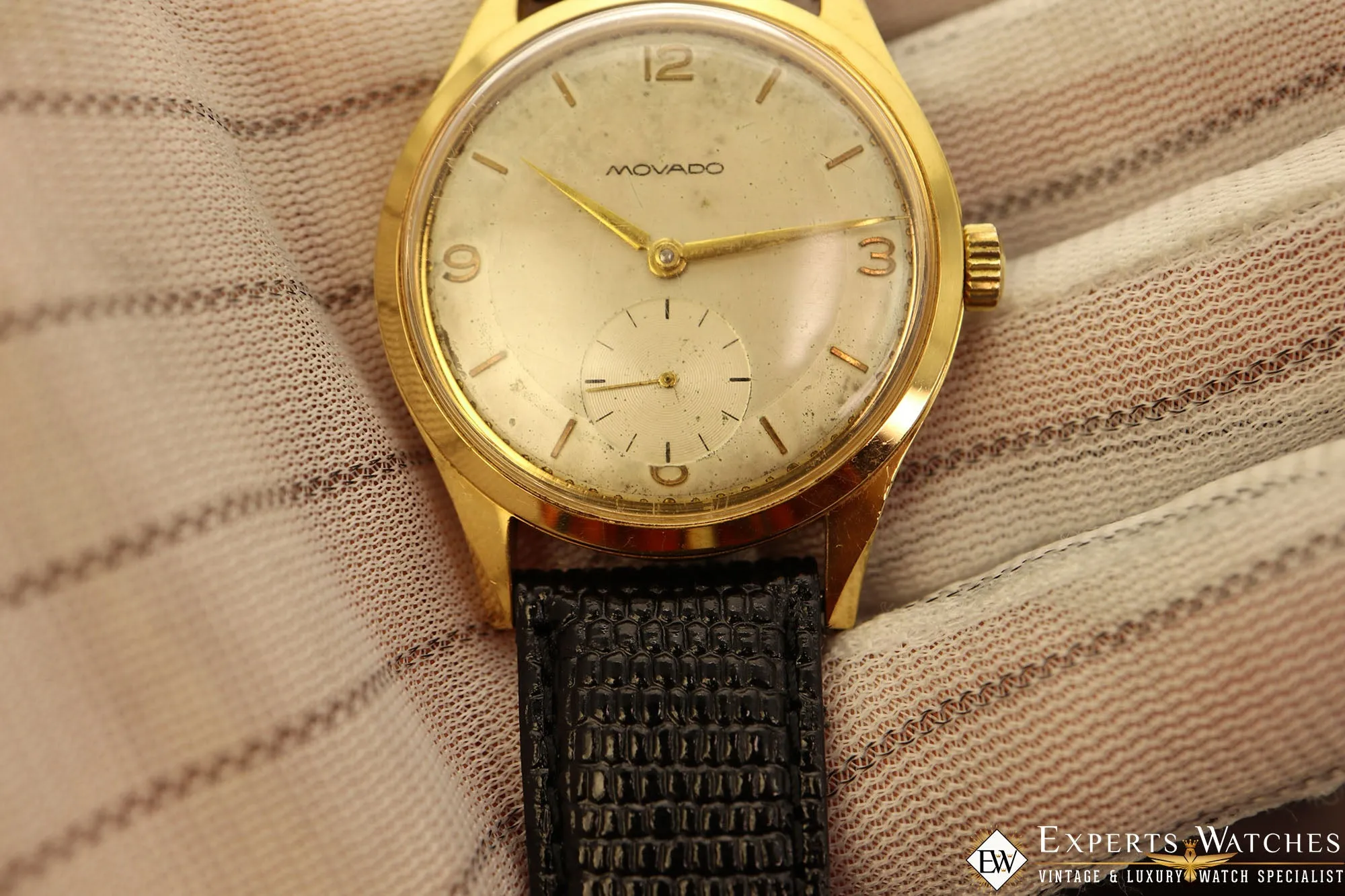 1940's Vintage Movado Manual Wind Watch Gold Plated 15 JEWELS Cal 470 9341 37MM