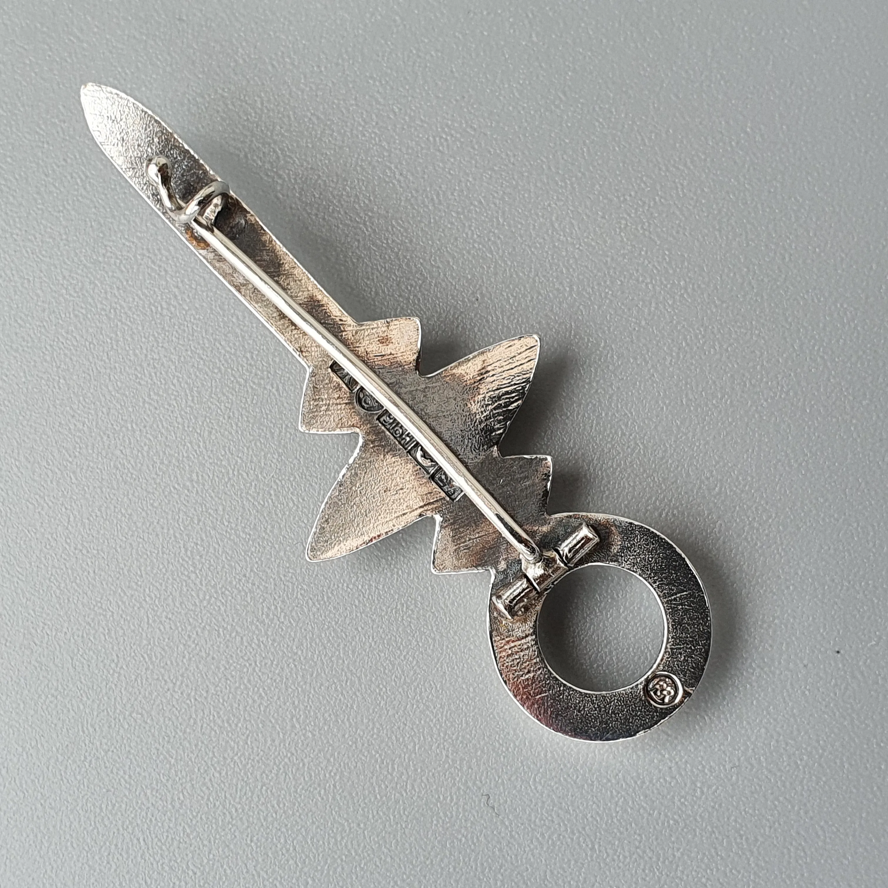 1950s Kalevala Koru Silver Ancient Sword Pendulum Style Brooch 1958