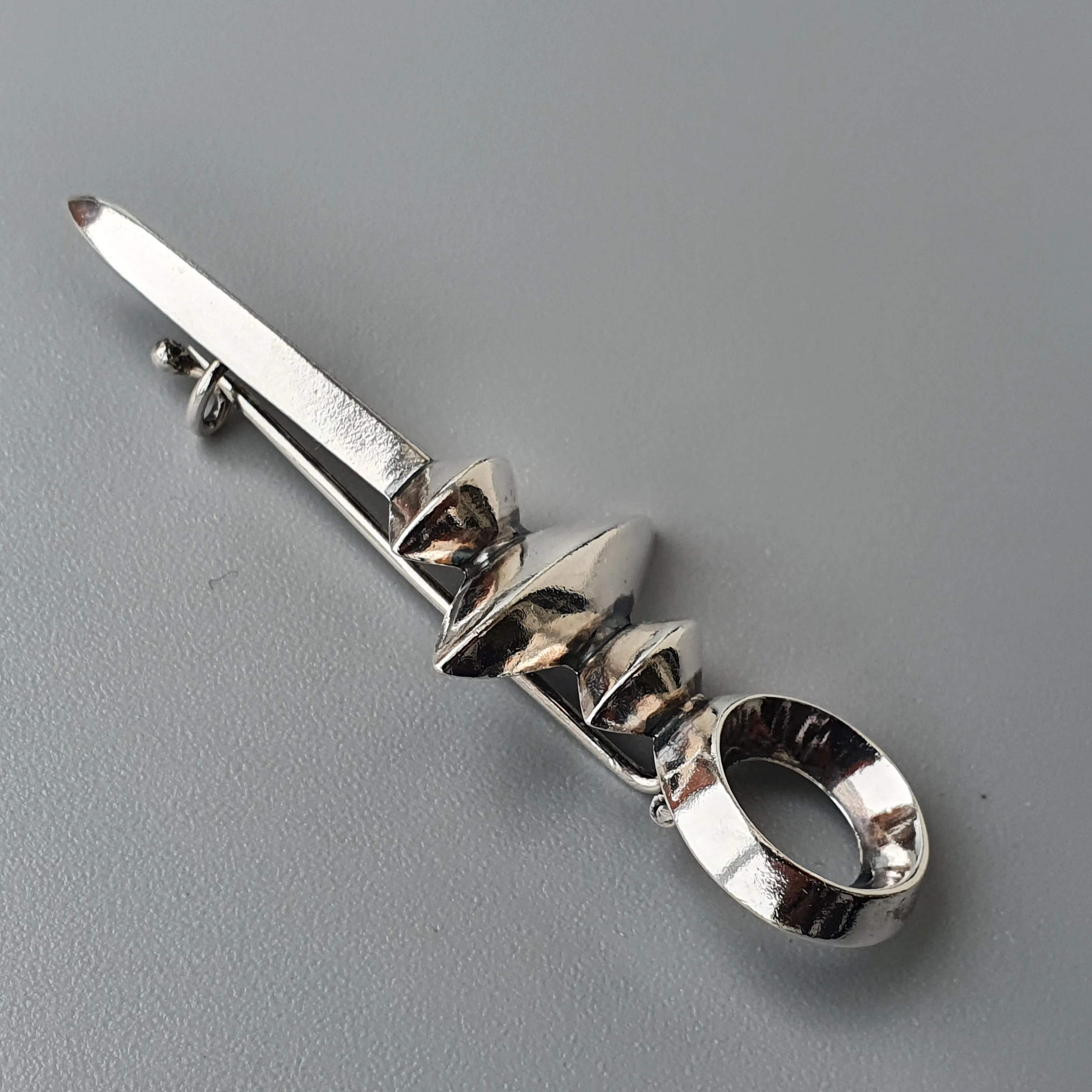 1950s Kalevala Koru Silver Ancient Sword Pendulum Style Brooch 1958