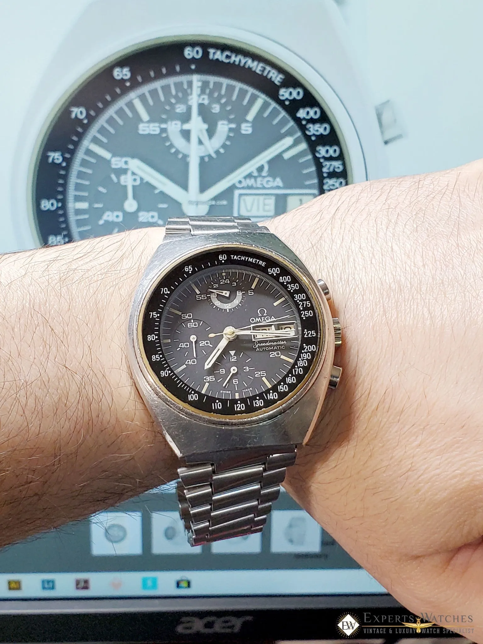 1975 Vintage Omega SpeedMaster Chronograph Mark 4.5 Ref 176.0012 Day Date Watch