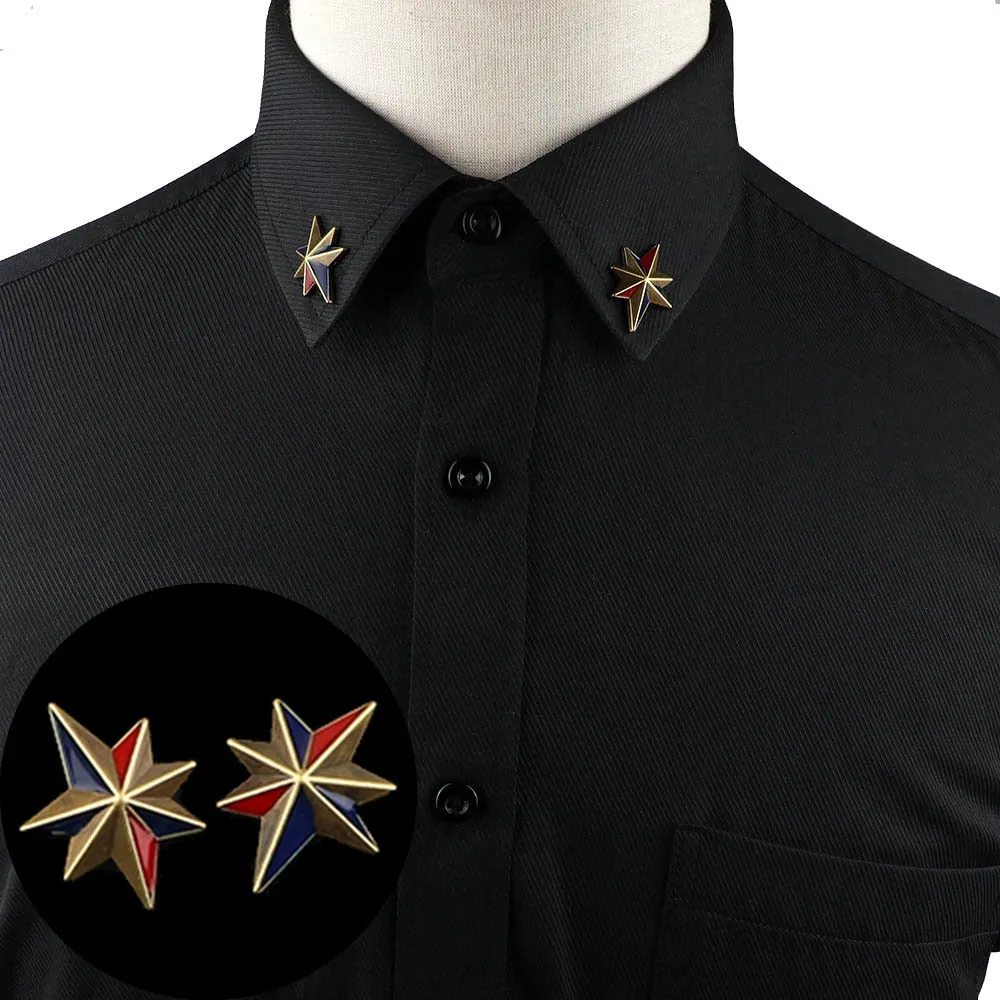 1PC/1 PAIR TRENDY SUIT SHIRT COLLAR PIN GOLD BLACK STAR DRAGON HOLLOW TRIANGLE CRYSTAL BROOCHES FOR MEN WOMEN DAILY ACCESSORY
