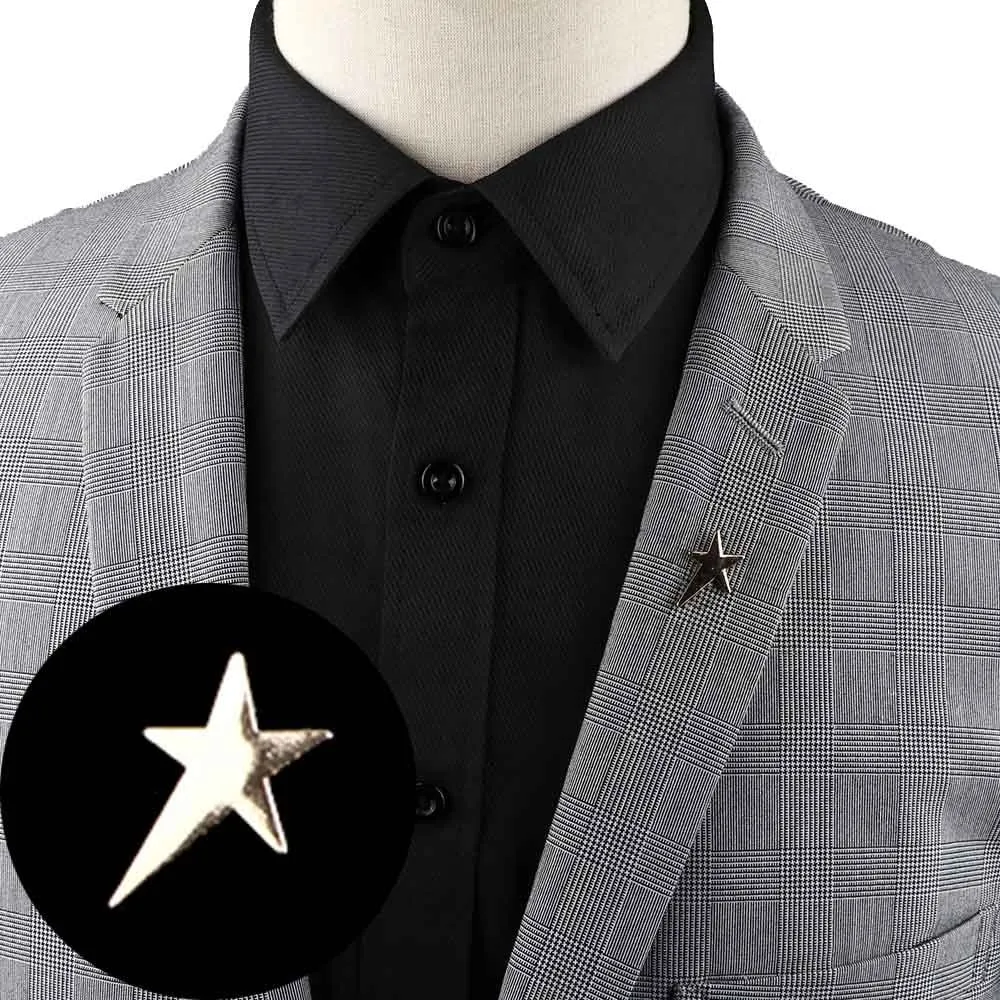 1PC/1 PAIR TRENDY SUIT SHIRT COLLAR PIN GOLD BLACK STAR DRAGON HOLLOW TRIANGLE CRYSTAL BROOCHES FOR MEN WOMEN DAILY ACCESSORY