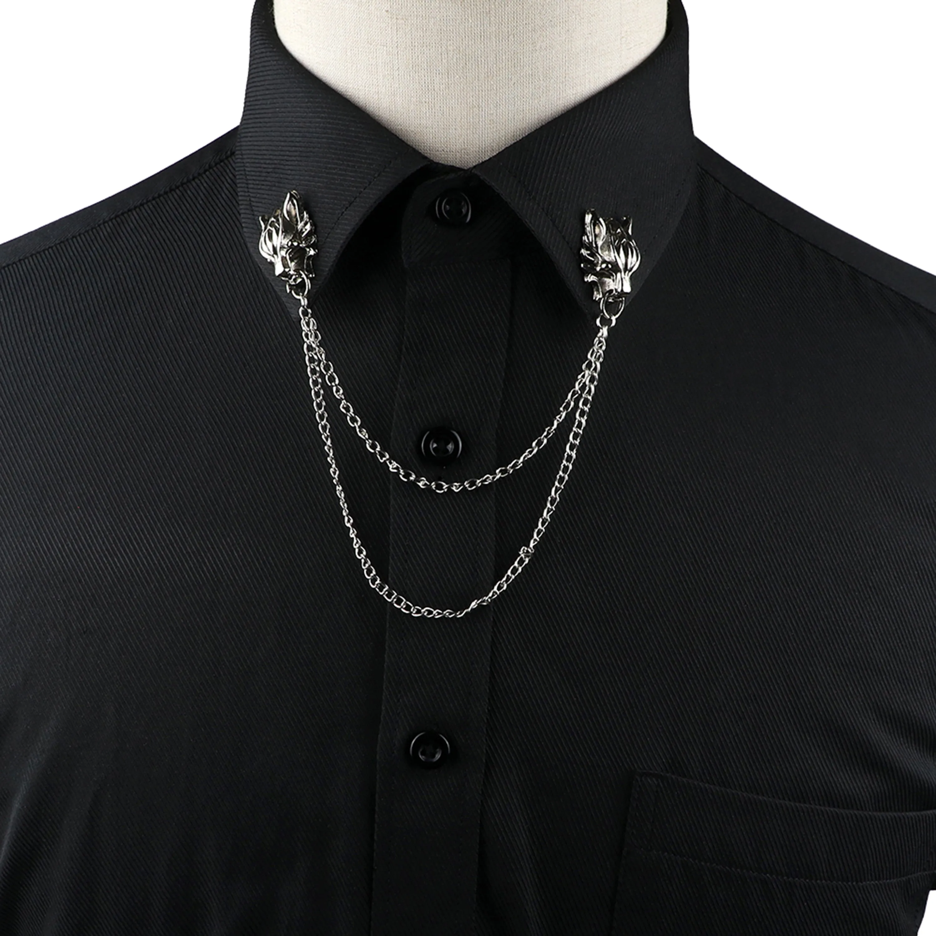 1PC/1 PAIR TRENDY SUIT SHIRT COLLAR PIN GOLD BLACK STAR DRAGON HOLLOW TRIANGLE CRYSTAL BROOCHES FOR MEN WOMEN DAILY ACCESSORY