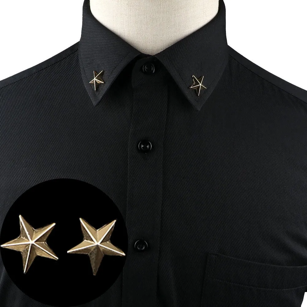 1PC/1 PAIR TRENDY SUIT SHIRT COLLAR PIN GOLD BLACK STAR DRAGON HOLLOW TRIANGLE CRYSTAL BROOCHES FOR MEN WOMEN DAILY ACCESSORY