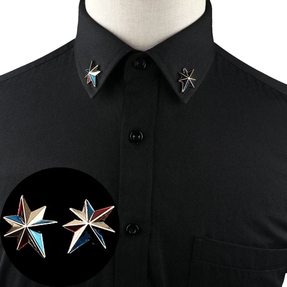 1PC/1 PAIR TRENDY SUIT SHIRT COLLAR PIN GOLD BLACK STAR DRAGON HOLLOW TRIANGLE CRYSTAL BROOCHES FOR MEN WOMEN DAILY ACCESSORY