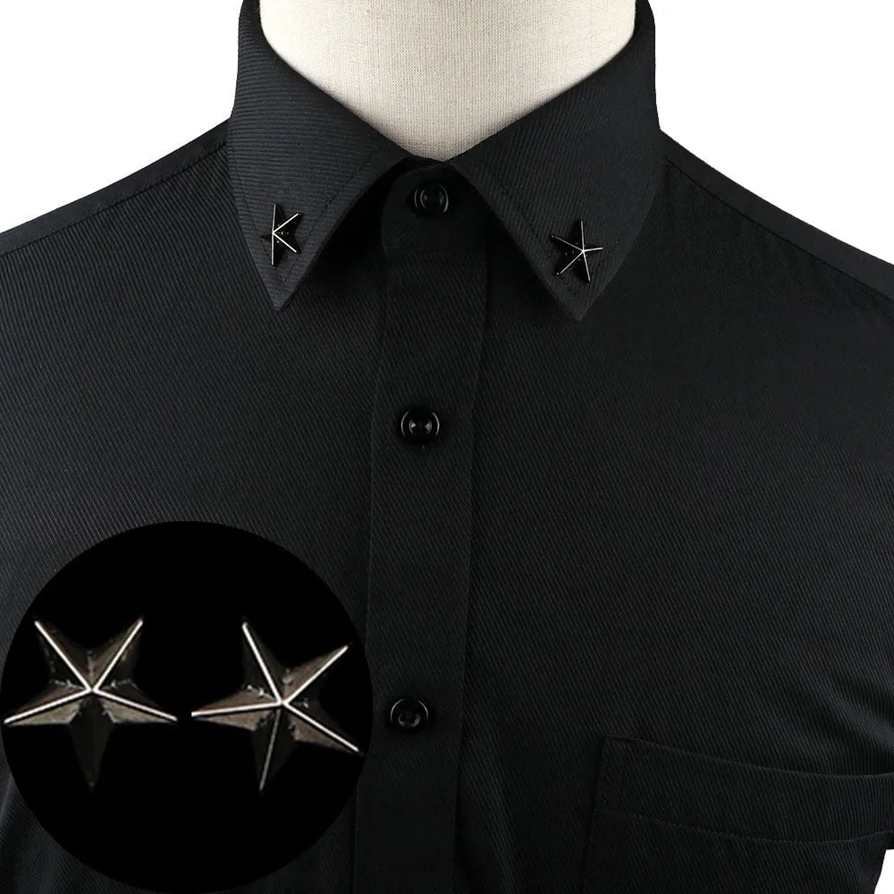 1PC/1 PAIR TRENDY SUIT SHIRT COLLAR PIN GOLD BLACK STAR DRAGON HOLLOW TRIANGLE CRYSTAL BROOCHES FOR MEN WOMEN DAILY ACCESSORY