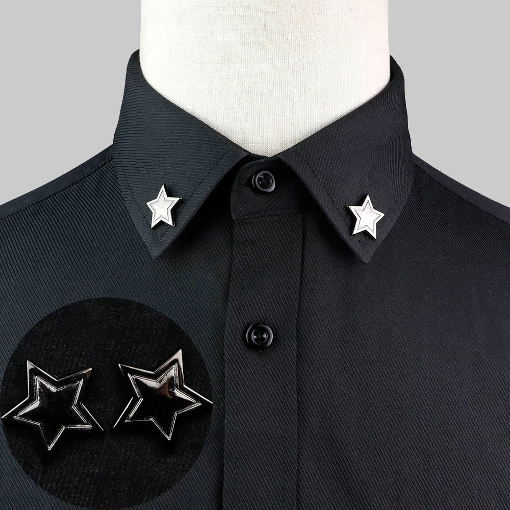 1PC/1 PAIR TRENDY SUIT SHIRT COLLAR PIN GOLD BLACK STAR DRAGON HOLLOW TRIANGLE CRYSTAL BROOCHES FOR MEN WOMEN DAILY ACCESSORY