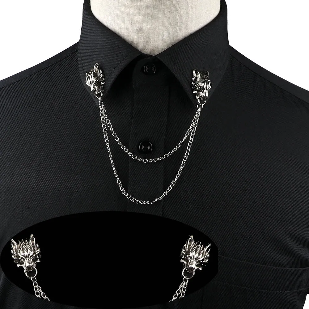 1PC/1 PAIR TRENDY SUIT SHIRT COLLAR PIN GOLD BLACK STAR DRAGON HOLLOW TRIANGLE CRYSTAL BROOCHES FOR MEN WOMEN DAILY ACCESSORY