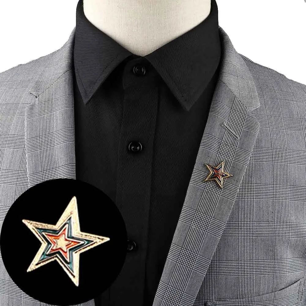 1PC/1 PAIR TRENDY SUIT SHIRT COLLAR PIN GOLD BLACK STAR DRAGON HOLLOW TRIANGLE CRYSTAL BROOCHES FOR MEN WOMEN DAILY ACCESSORY