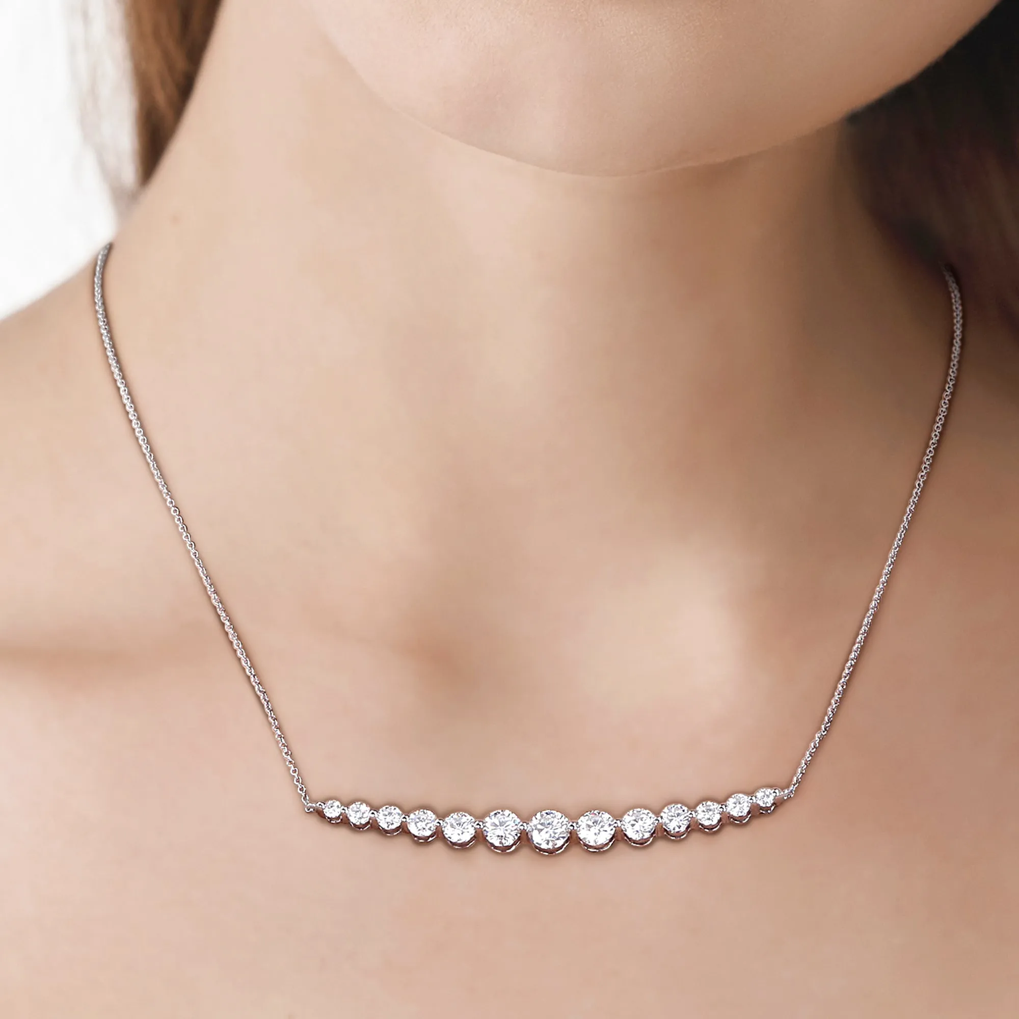 2-1/2 CT DEW Created Moissanite-White Necklace With Chain 10k White Gold Length (inches): 16