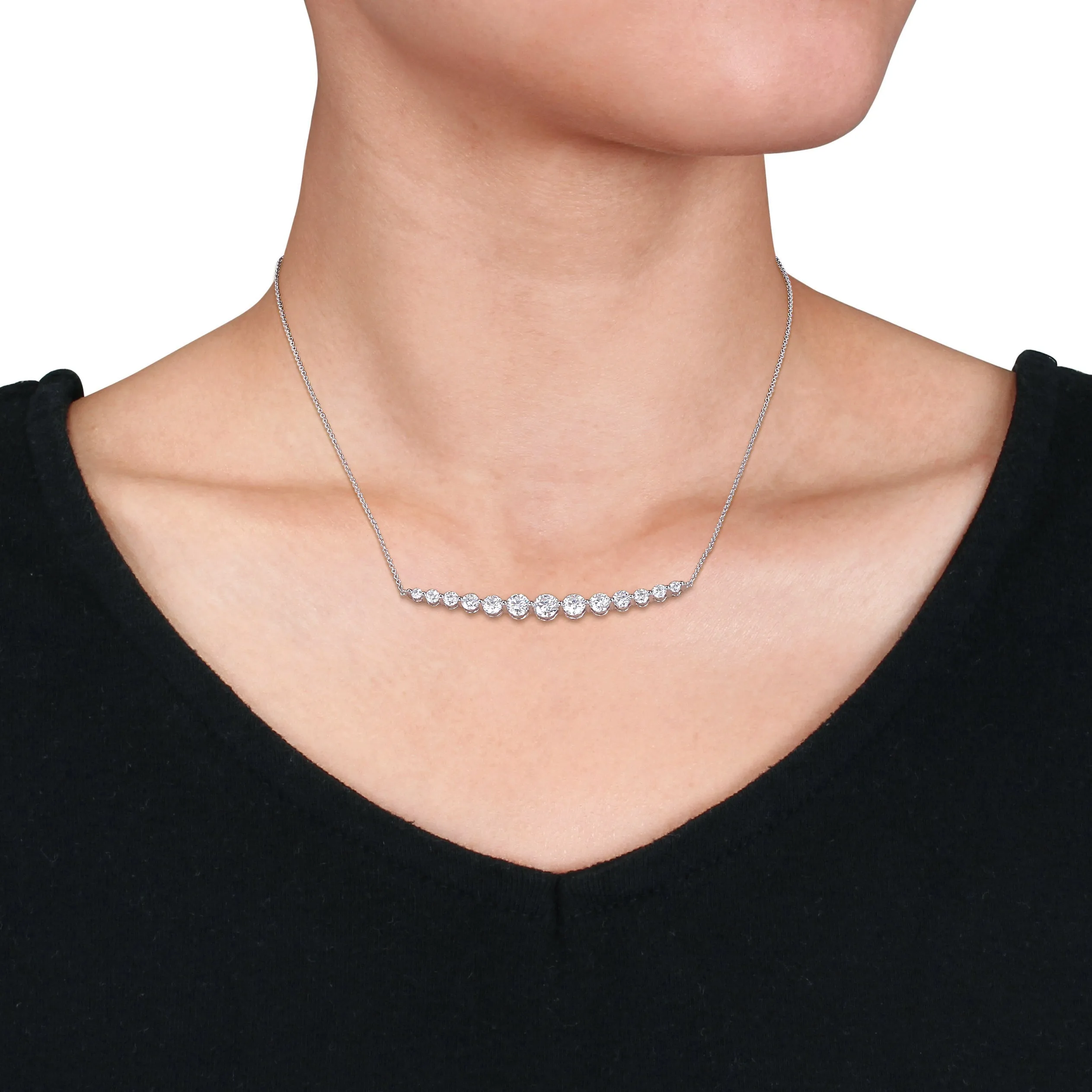 2-1/2 CT DEW Created Moissanite-White Necklace With Chain 10k White Gold Length (inches): 16