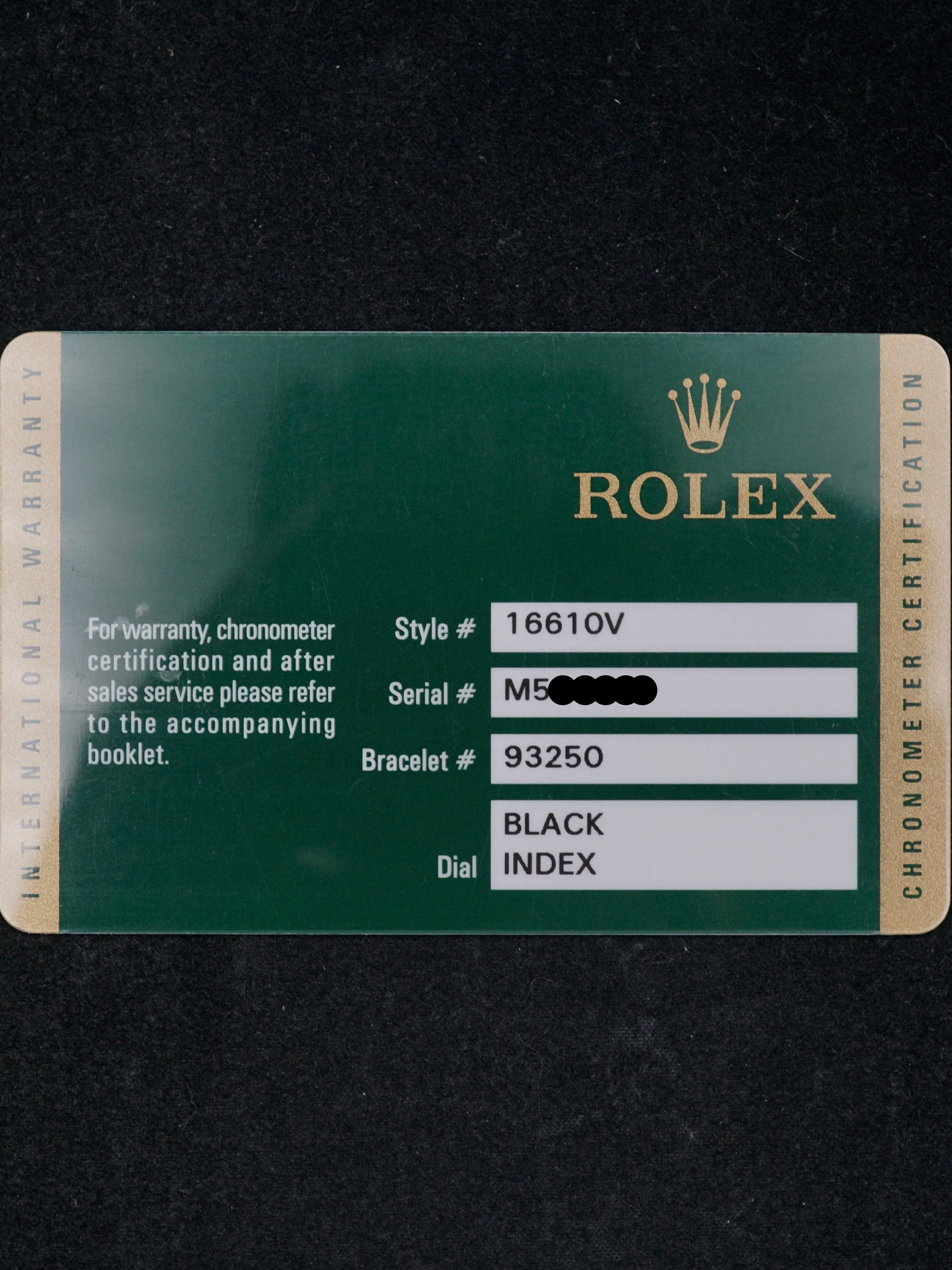 2007 Rolex Green Submariner (Ref. 16610LV) "Mk. V" With Warranty Card