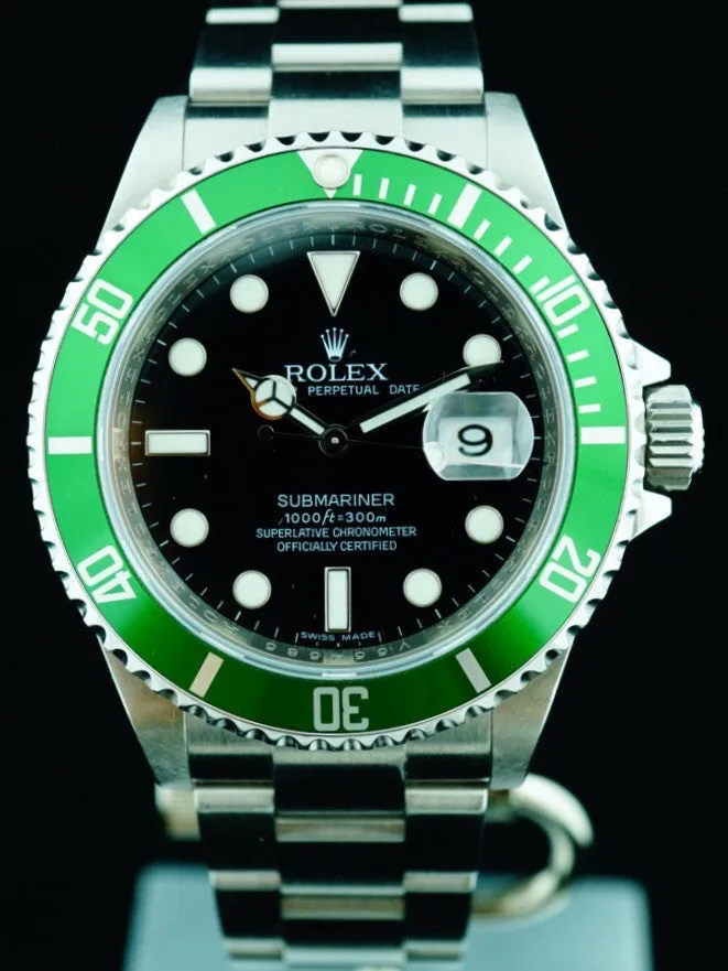 2008 Rolex 50th Anniversary Green Submariner  (Ref. 16610LV) (MARK V Dial)