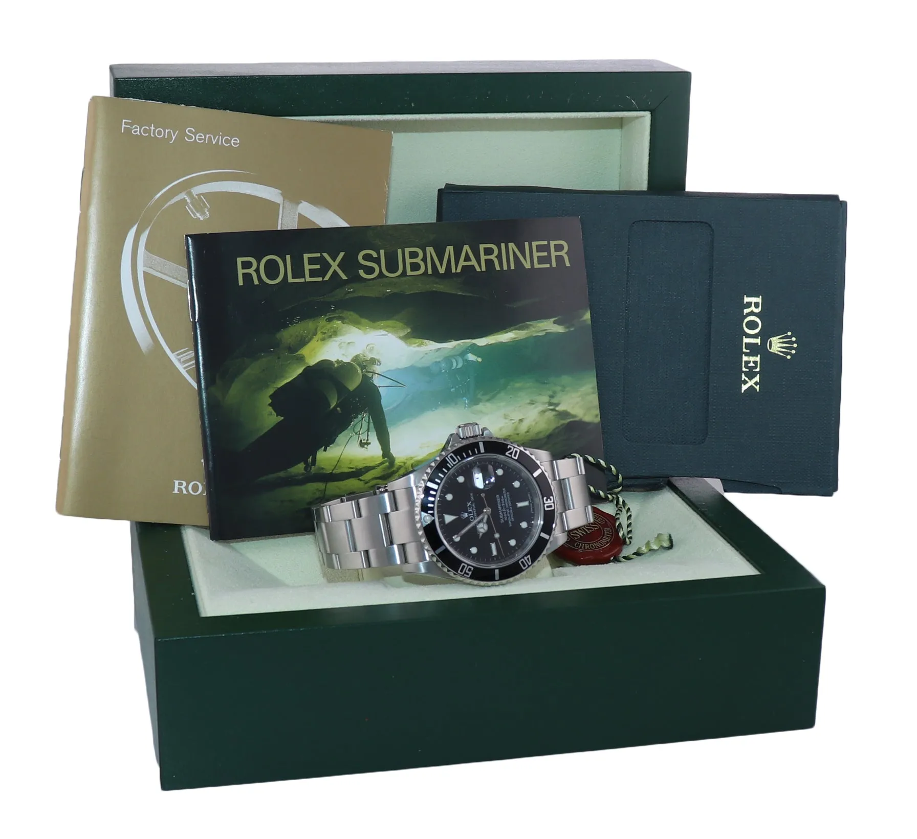 2010 MINT Rolex Submariner Date 16610 Steel Black Dial Engraved Rehaut Watch Box