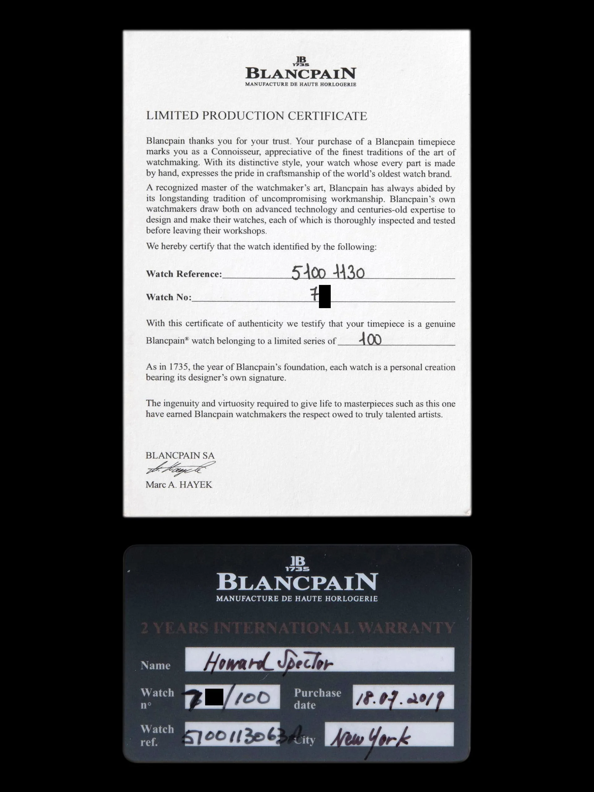 2019 Blancpain Fifty-Fathoms Bathyscaphe (Ref. 5100/1130) "Hodinkee Limited Edition" W/ Full Set