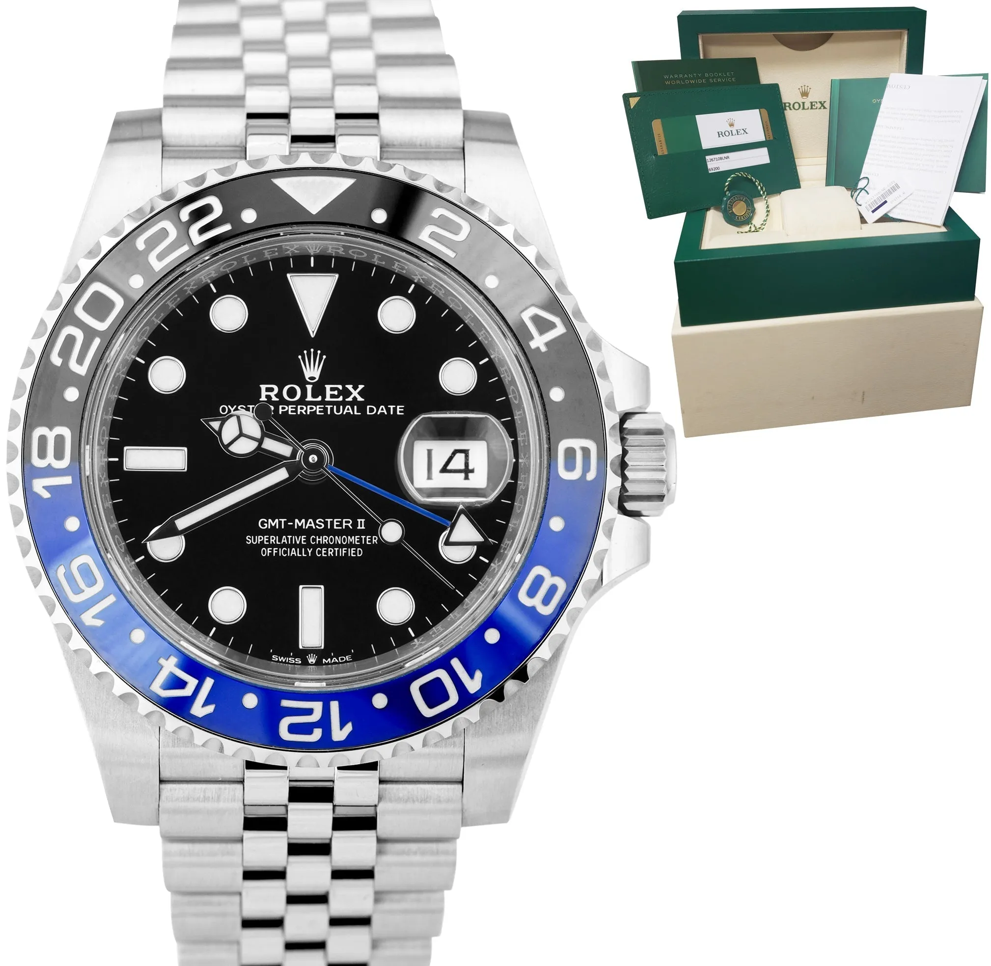 2019 UNP. Rolex GMT-Master II Batman Black Blue SS Ceramic 40mm 126710 BLNR B P