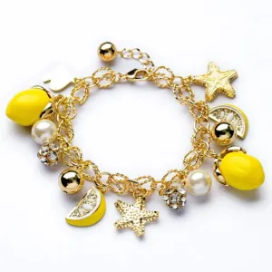 2022 New Arrival Bohemia Korean Fashion Starfish Pendant Lemon Fruit OL Lady Style Bracelet Women Bracelets& Bangles Jewelry