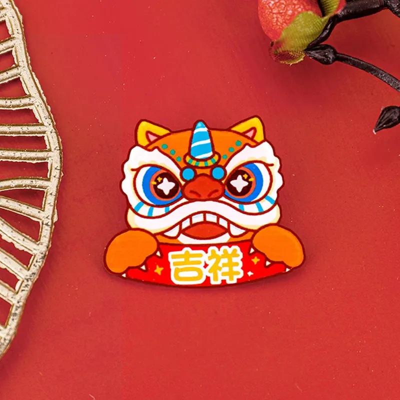 2024 Dragon Year Cartoon Cute Acrylic Brooch Kawaii Corsage Bag Badge Pin Clothing Jewelry Accessories Chinese New Year Gift