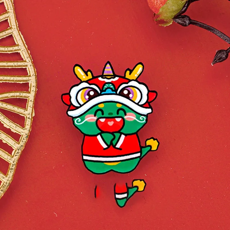 2024 Dragon Year Cartoon Cute Acrylic Brooch Kawaii Corsage Bag Badge Pin Clothing Jewelry Accessories Chinese New Year Gift