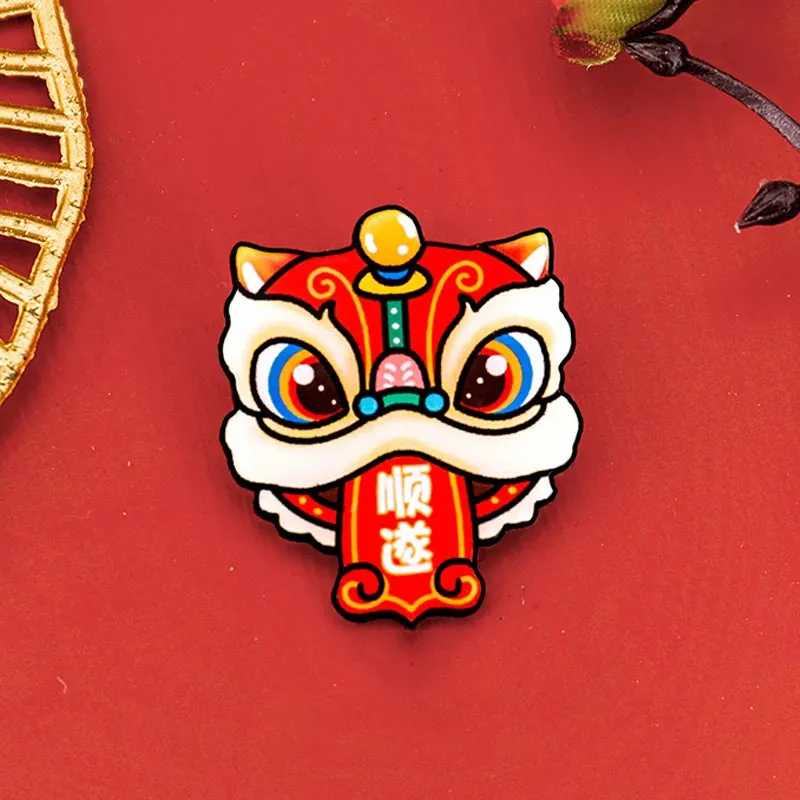 2024 Dragon Year Cartoon Cute Acrylic Brooch Kawaii Corsage Bag Badge Pin Clothing Jewelry Accessories Chinese New Year Gift
