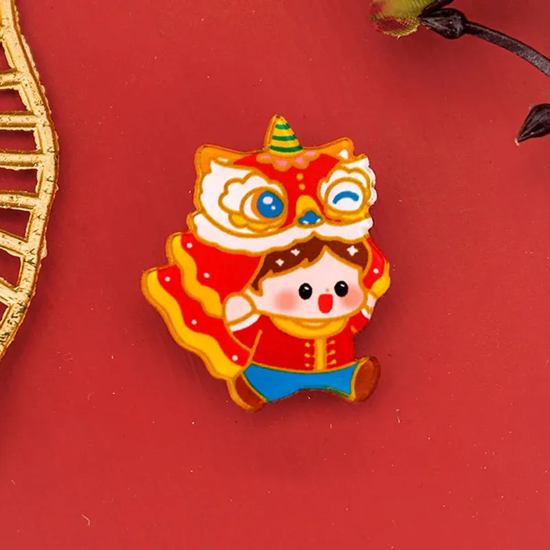 2024 Dragon Year Cartoon Cute Acrylic Brooch Kawaii Corsage Bag Badge Pin Clothing Jewelry Accessories Chinese New Year Gift