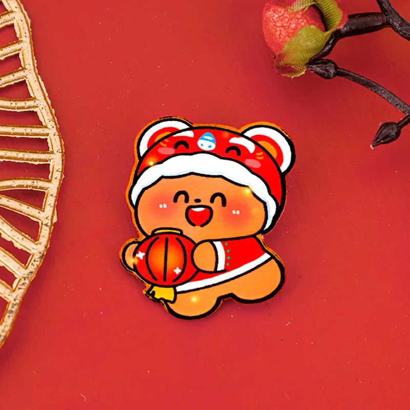 2024 Dragon Year Cartoon Cute Acrylic Brooch Kawaii Corsage Bag Badge Pin Clothing Jewelry Accessories Chinese New Year Gift