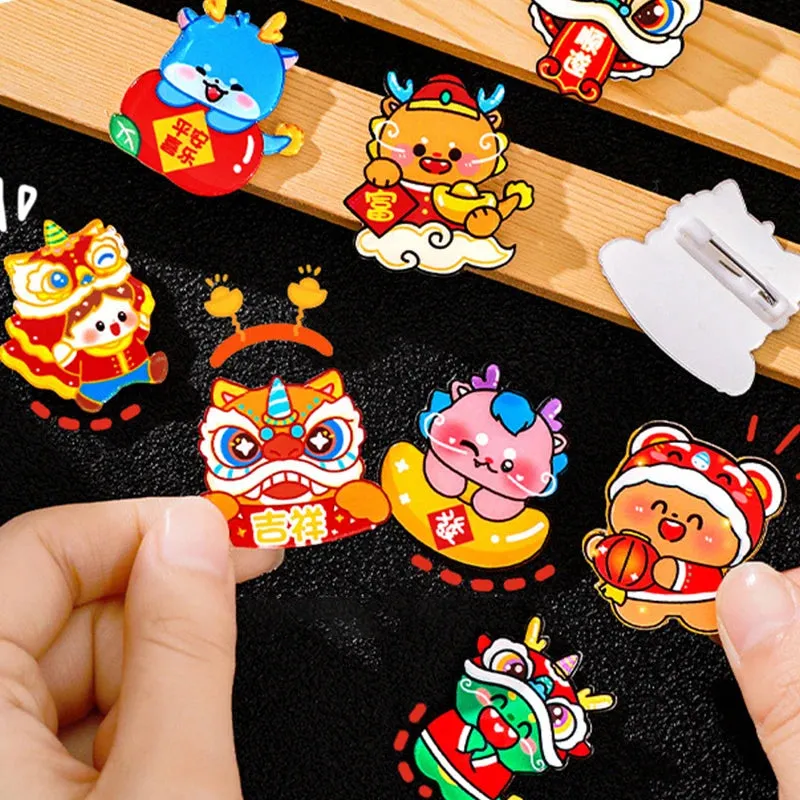 2024 Dragon Year Cartoon Cute Acrylic Brooch Kawaii Corsage Bag Badge Pin Clothing Jewelry Accessories Chinese New Year Gift