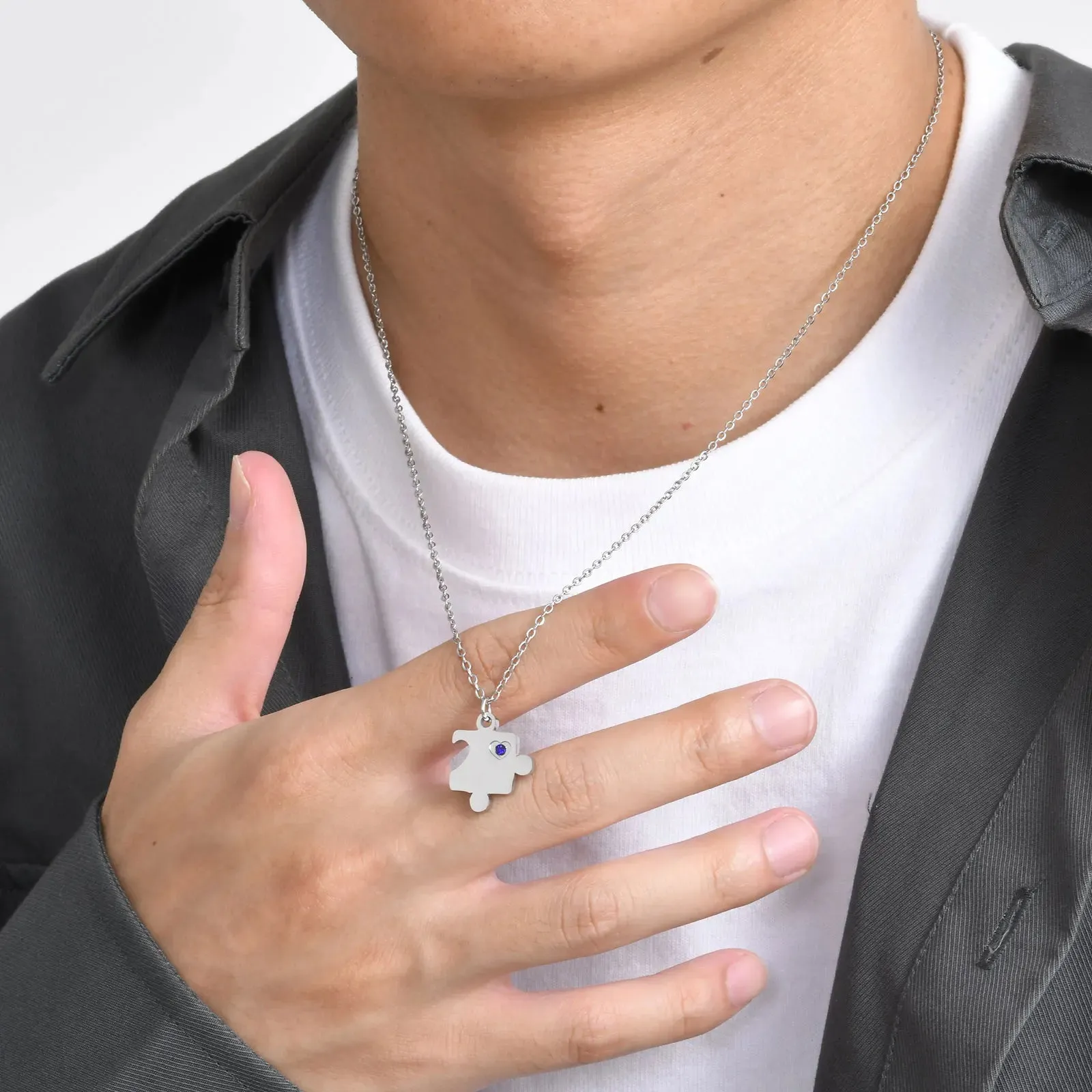 2pcs/Set Puzzle Couple Necklaces for Men Women,Chic Heart Puzzle Pendants