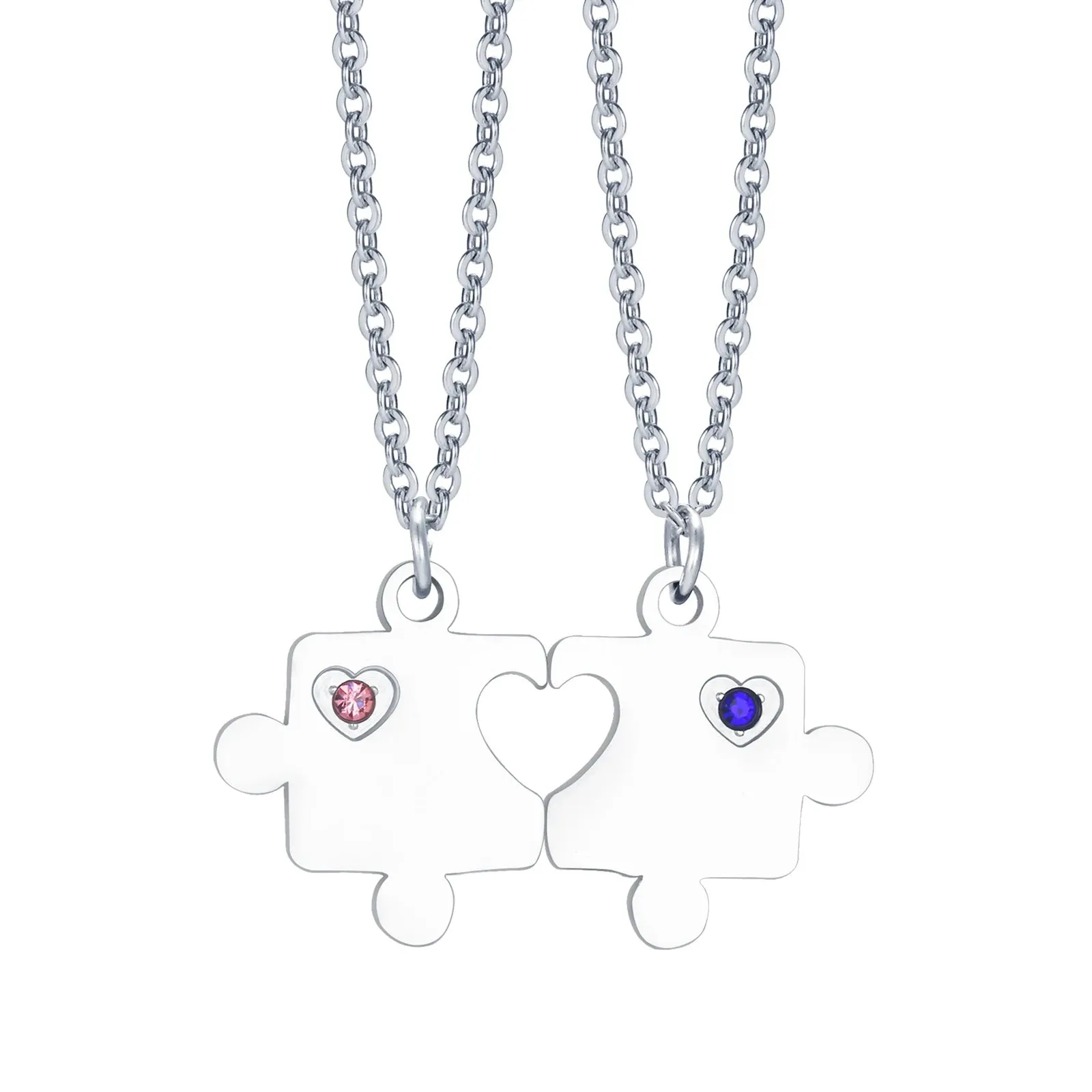 2pcs/Set Puzzle Couple Necklaces for Men Women,Chic Heart Puzzle Pendants