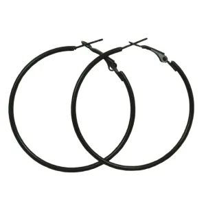 2" Medium Sized Black Skinny Hoop Pierced Earring - FE220BK