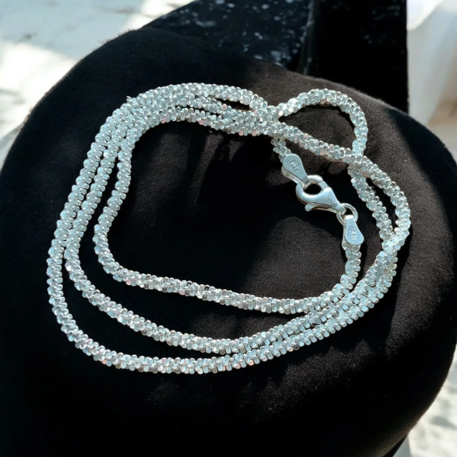 3.5 mm Diamond cut Solid 925 Sterling Silver chain 18 inch