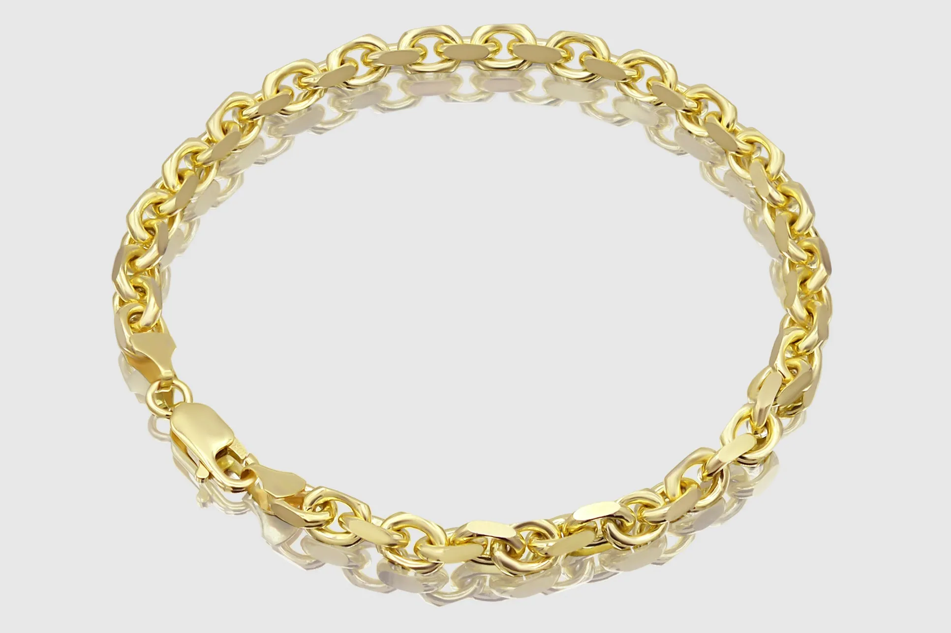 3mm - 8mm 14k Solid Heavy Cable Link Yellow Gold Bracelet