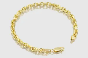 3mm - 8mm 14k Solid Heavy Cable Link Yellow Gold Bracelet