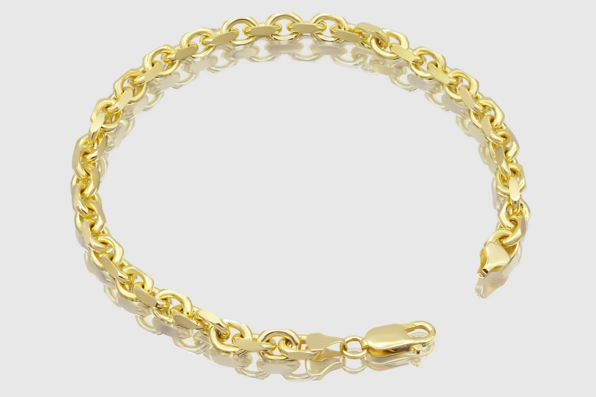 3mm - 8mm 14k Solid Heavy Cable Link Yellow Gold Bracelet