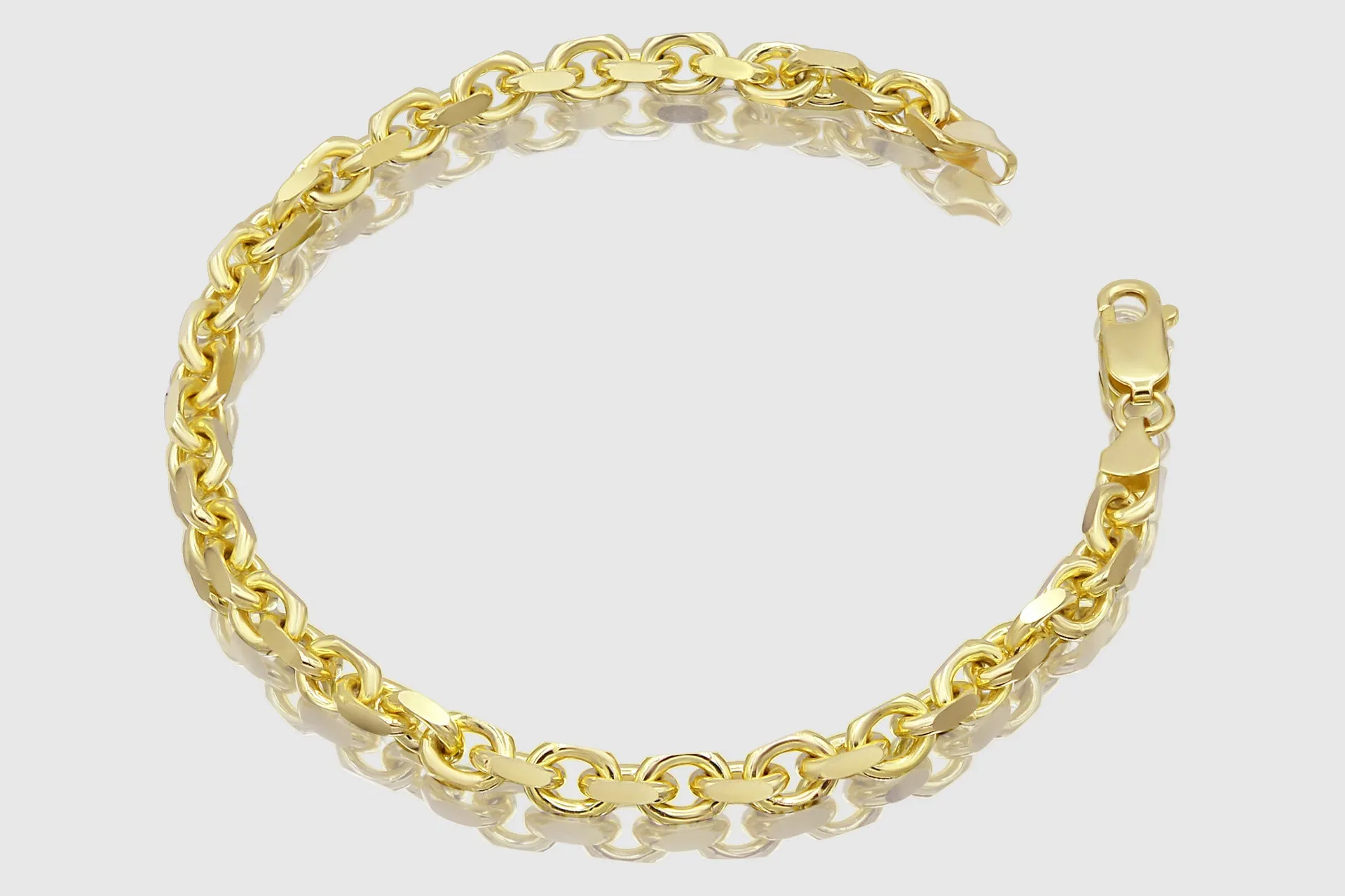 3mm - 8mm 14k Solid Heavy Cable Link Yellow Gold Bracelet