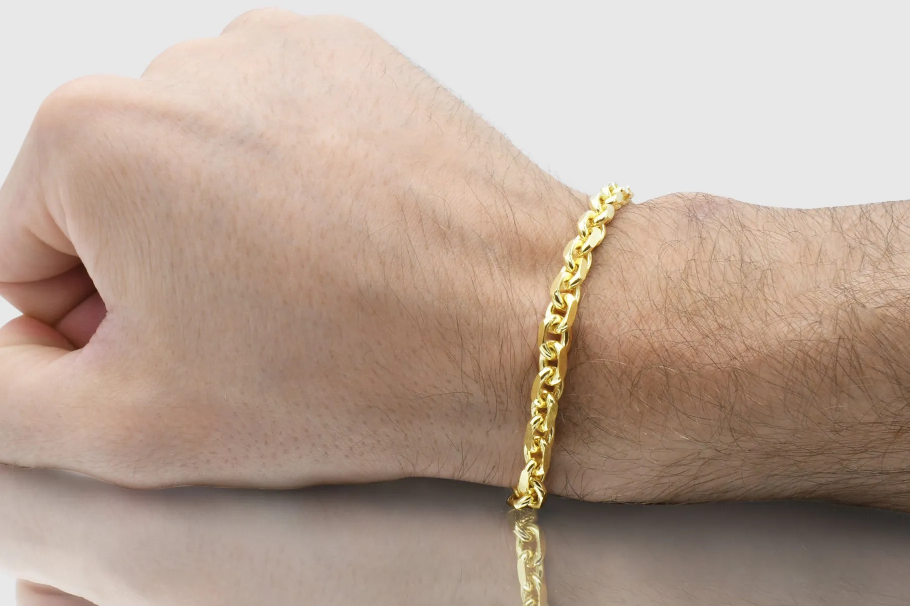 3mm - 8mm 14k Solid Heavy Cable Link Yellow Gold Bracelet