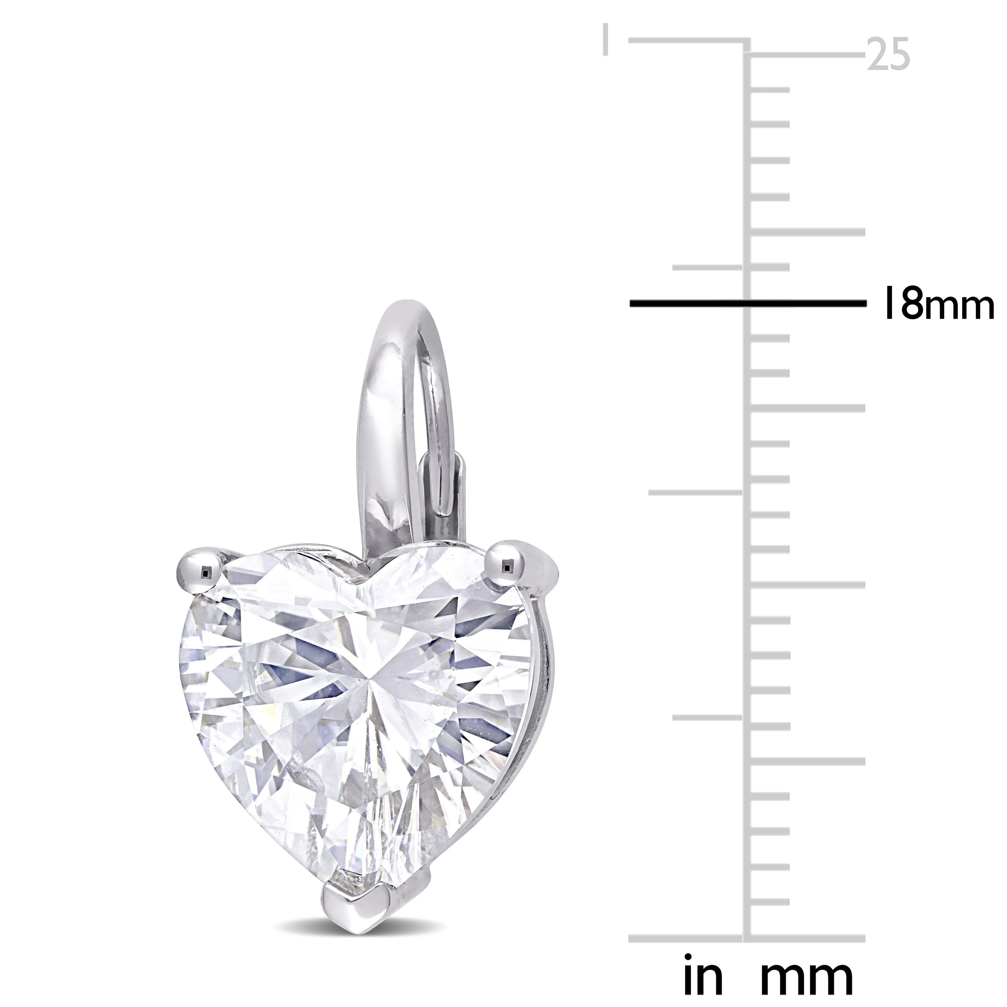 6CT TW Heart Shaped Moissanite Lever Back Earrings 10K White Gold