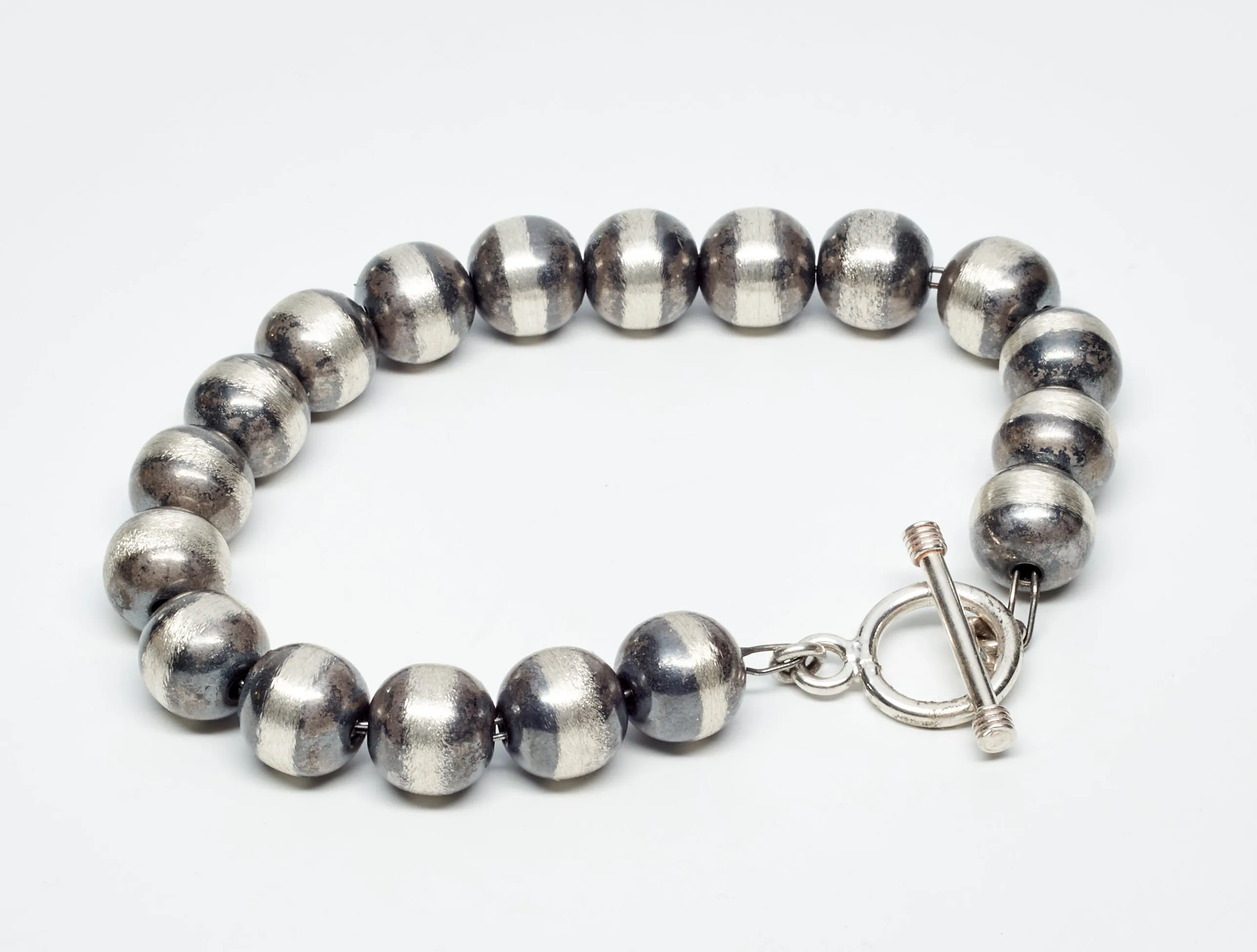 8MM Oxidized Sterling Silver Bead Bracelet
