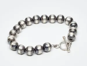 8MM Oxidized Sterling Silver Bead Bracelet