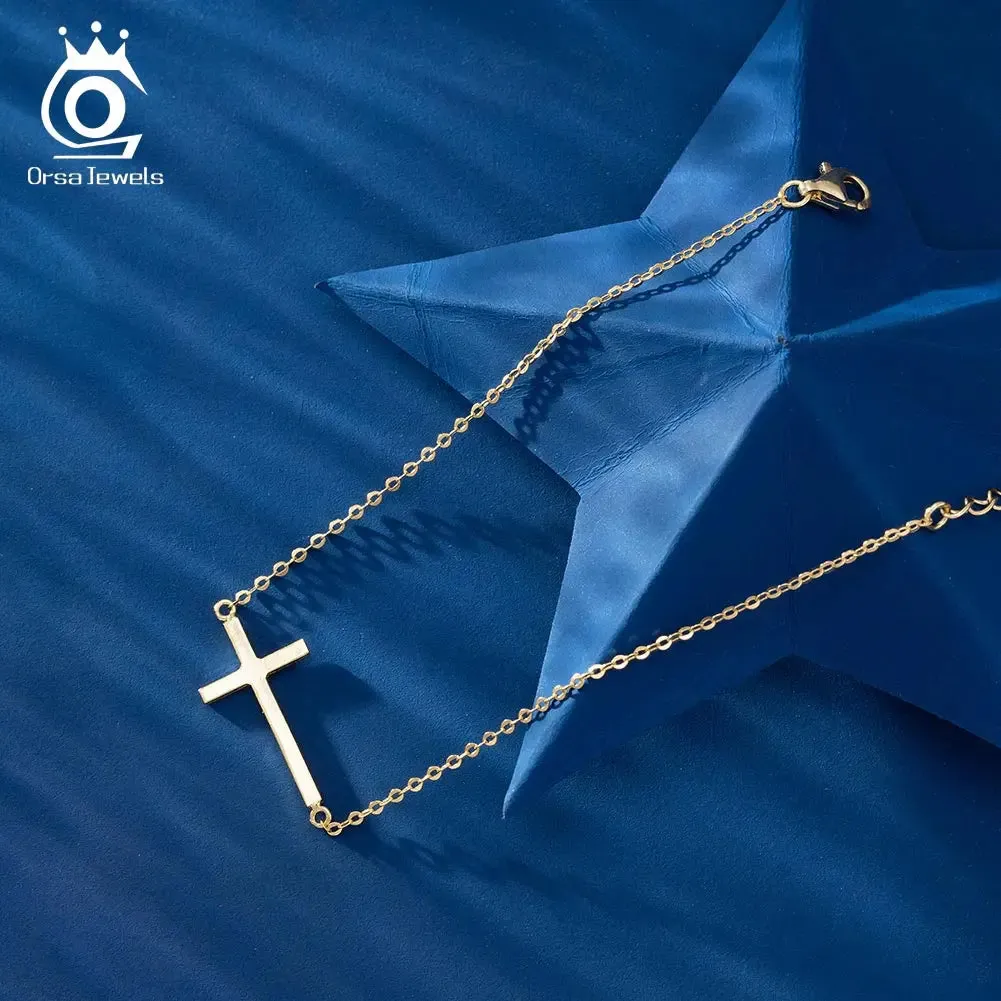 925 Sterling Silver Cross Chain Bracelet for Women