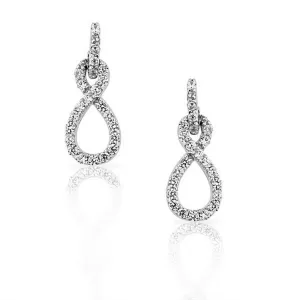 925 Sterling Silver White CZ Drop Dangle Infinity Womens Girls Stud Earrings