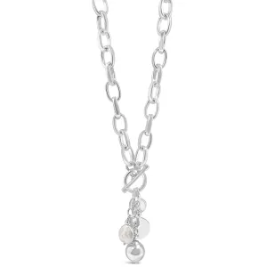 Absolute Silver Sphere & Pearl T Bar Necklace
