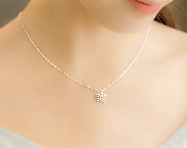 AKOLION Silver Clear Zircon Snowflake Bracelet  Fit Wedding 925 Snowflake Bracelets  For Women Girl Kids Gifts