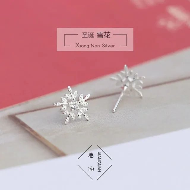 AKOLION Silver Clear Zircon Snowflake Bracelet  Fit Wedding 925 Snowflake Bracelets  For Women Girl Kids Gifts