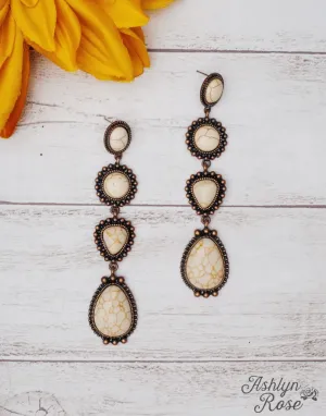 Along the Trail Cream Howlite Rock Copper Dangle Earrings