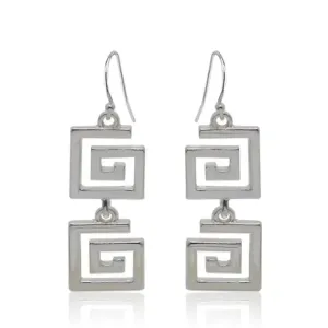 Ancient Greek key sign silver earrings