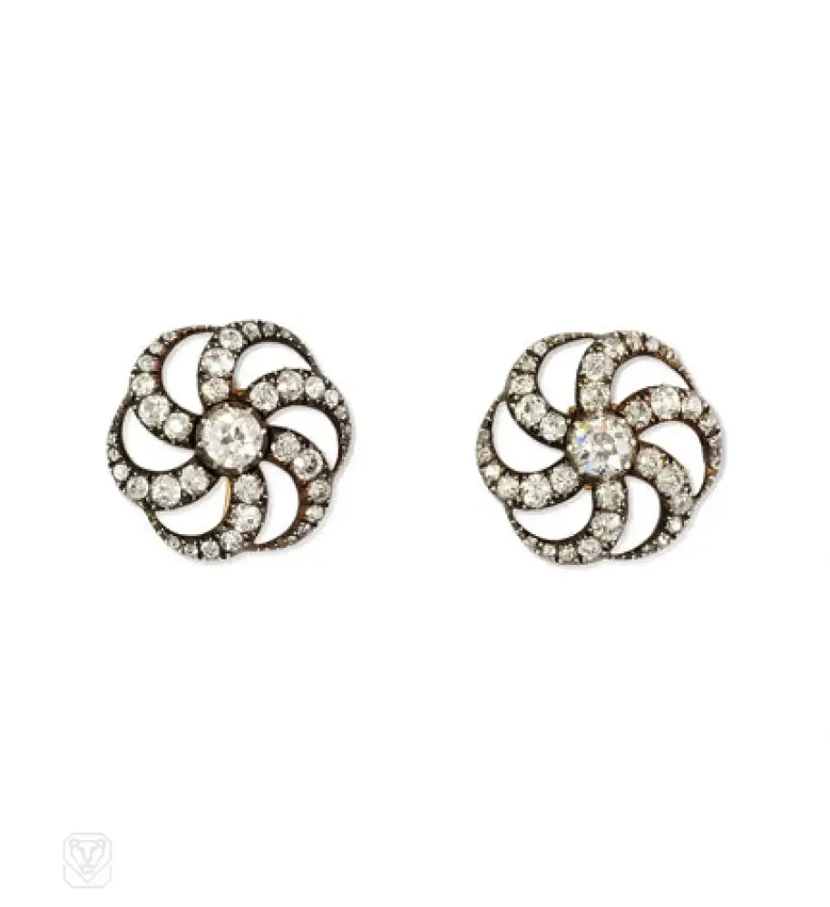 Antique Catherine Wheel diamond earrings