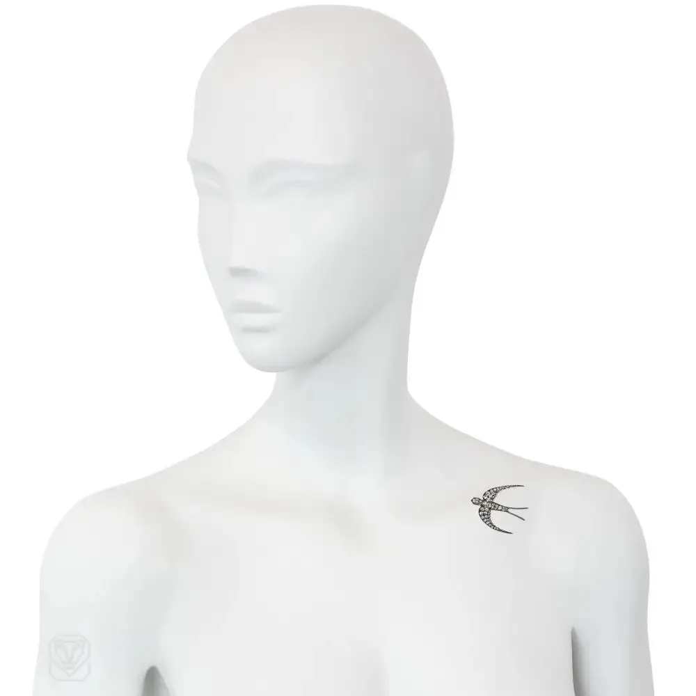 Antique diamond bird brooch
